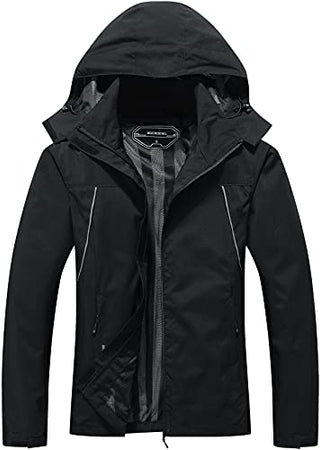 MOERDENG Women's Waterproof Rain Jacket Outdoor Lightweight Softshell Raincoat for Hiking Travel Black XL