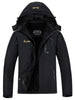 Men's Waterproof Ski Jacket Warm Winter Snow Coat Mountain Windbreaker Hooded Raincoat, Black, Large