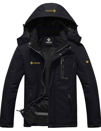 Men's Mountain Waterproof Ski Snow Jacket Winter Windproof Rain Jacket (Black,Medium)
