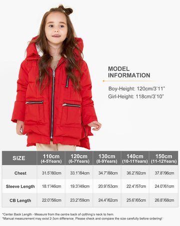 Orolay Children Hooded Down Coat Girls Quilted Puffer Jacket Boys Winter Jackets Red 140CM,Little kid
