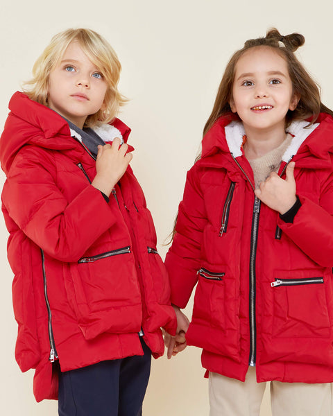 Orolay Children Hooded Down Coat Girls Quilted Puffer Jacket Boys Winter Jackets Red 140CM,Little kid