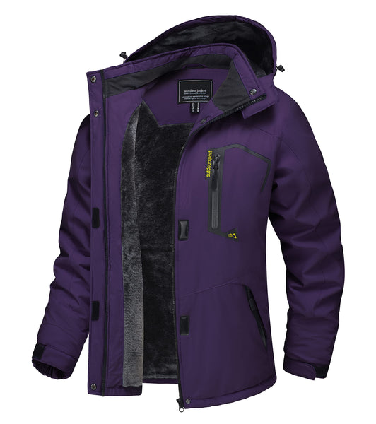 TACVASEN Women’s Waterproof Ski Jacket Windproof Rain Jacket Winter Warm Snow Coat Fleece Hiking Jacket for Women